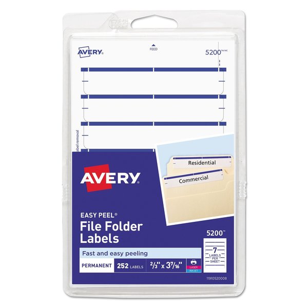 Avery Dennison Label, File, Folder, Doble, PK252 05200